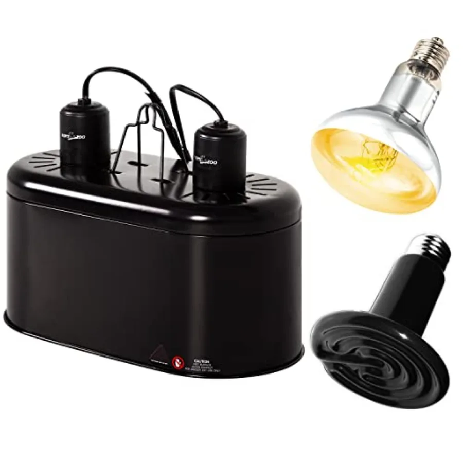 Dual Reptile Light Fixture Reptile Heat Lamp Combo Pack Include 100W Full Spectrum UVA UVB Light Basking Spot Lamp Bulb and 100
Dual Reptile Light Fixture Reptile Heat Lamp Combo Pack Include 100W Full Spectrum UVA UVB Light Basking Spot Lamp Bulb and 100
