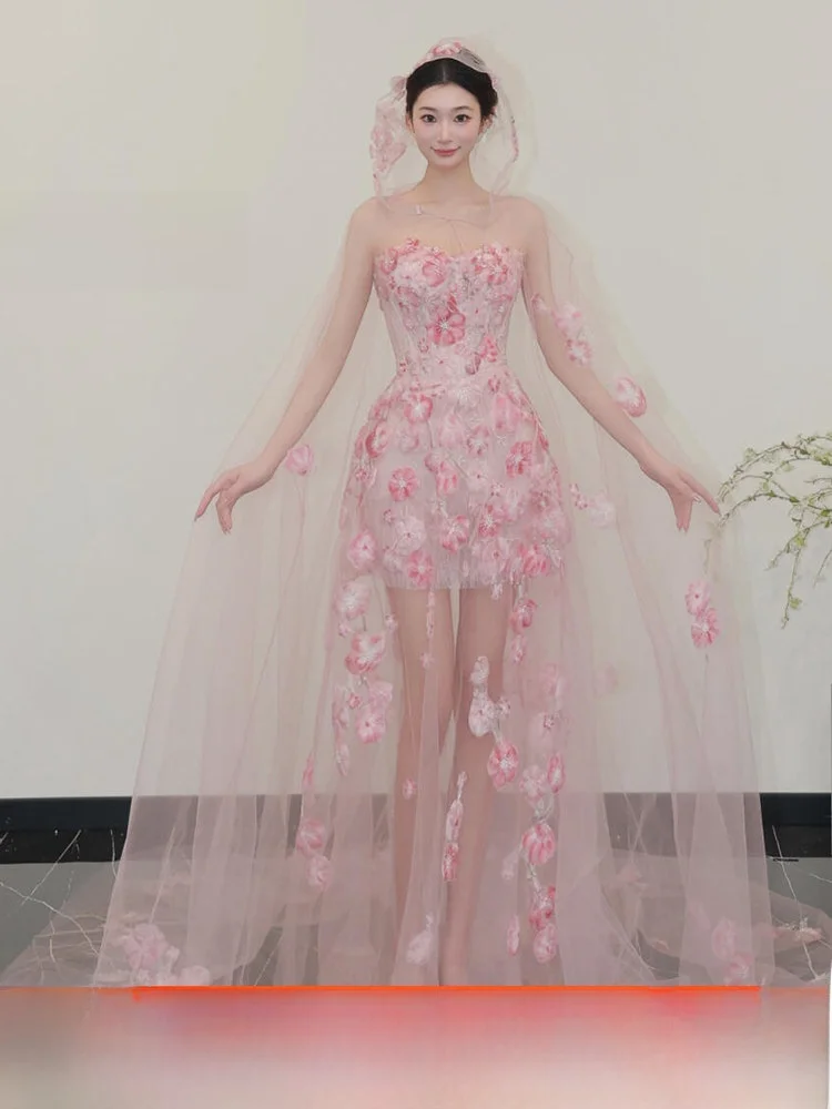 Pink Wedding Dress 2026 New Style Strapless Fairy Tale Bride High-End Feel Hostess Evening Gown Sweet Style Mid-Waist Long Skirt
Pink Wedding Dress 2026 New Style Strapless Fairy Tale Bride High-End Feel Hostess Evening Gown Sweet Style Mid-Waist Long Skirt