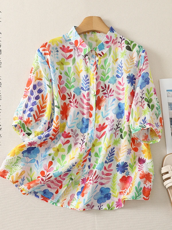 Floral Print Casual Short Sleeve Shirt Women's Loose Fit Summer Style Slimming Top Versatile Large Size Comfortable Blouse
Floral Print Casual Short Sleeve Shirt Women's Loose Fit Summer Style Slimming Top Versatile Large Size Comfortable Blouse