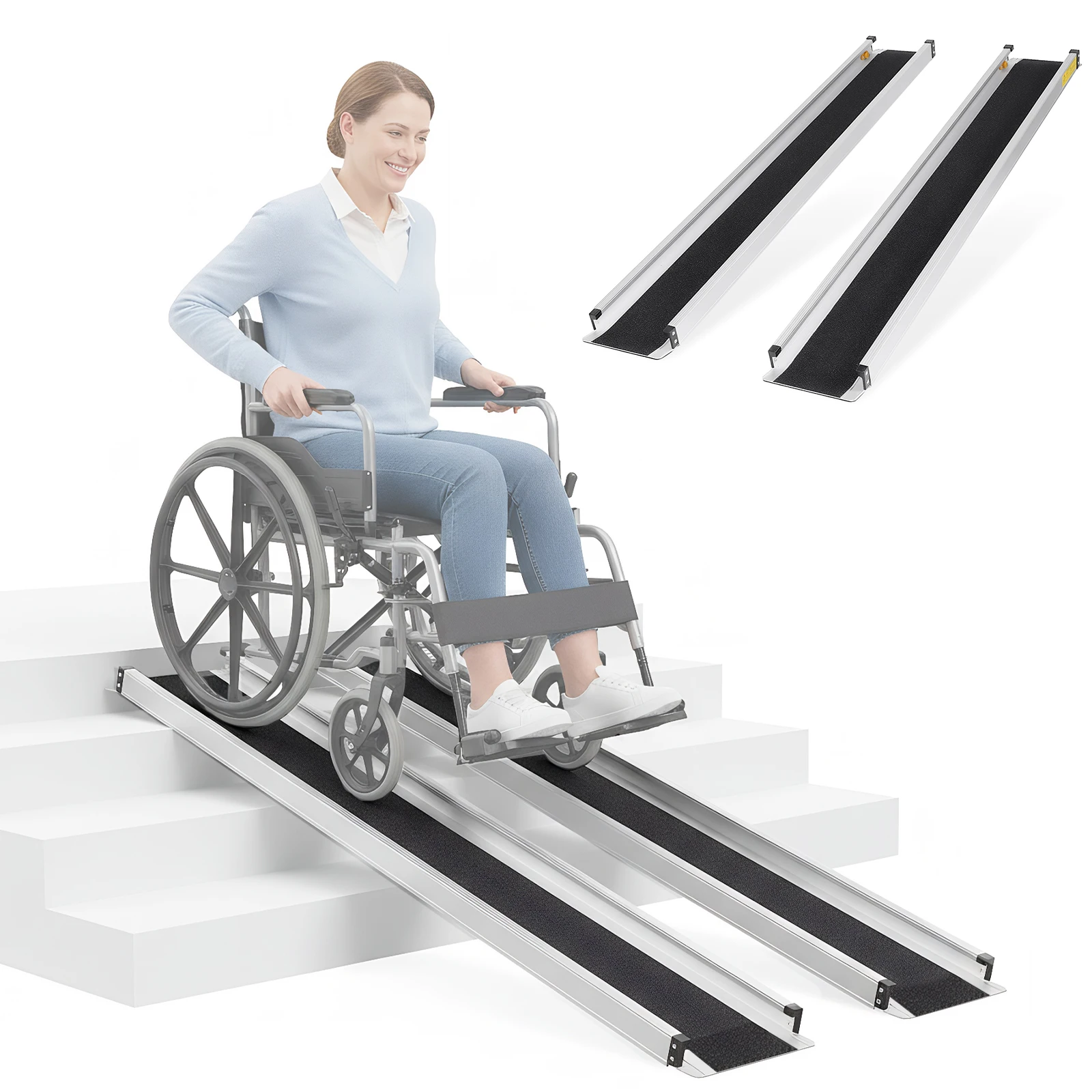8FT Retractable Aluminum Handicap Ramp 94x7.4in Door Threshold Wheelchair Ramp 661LBS Capacity for Home Steps Stairs
8FT Retractable Aluminum Handicap Ramp 94x7.4in Door Threshold Wheelchair Ramp 661LBS Capacity for Home Steps Stairs