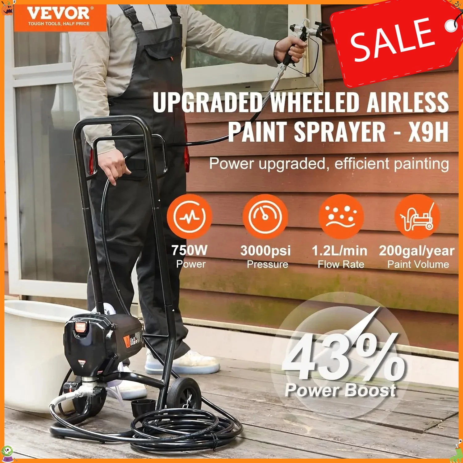 750W Stand Airless Paint Sprayer, 3000PSI High Efficiency Electric Airless Sprayer with Cart, Paint Sprayersfor Home Interior
750W Stand Airless Paint Sprayer, 3000PSI High Efficiency Electric Airless Sprayer with Cart, Paint Sprayersfor Home Interior