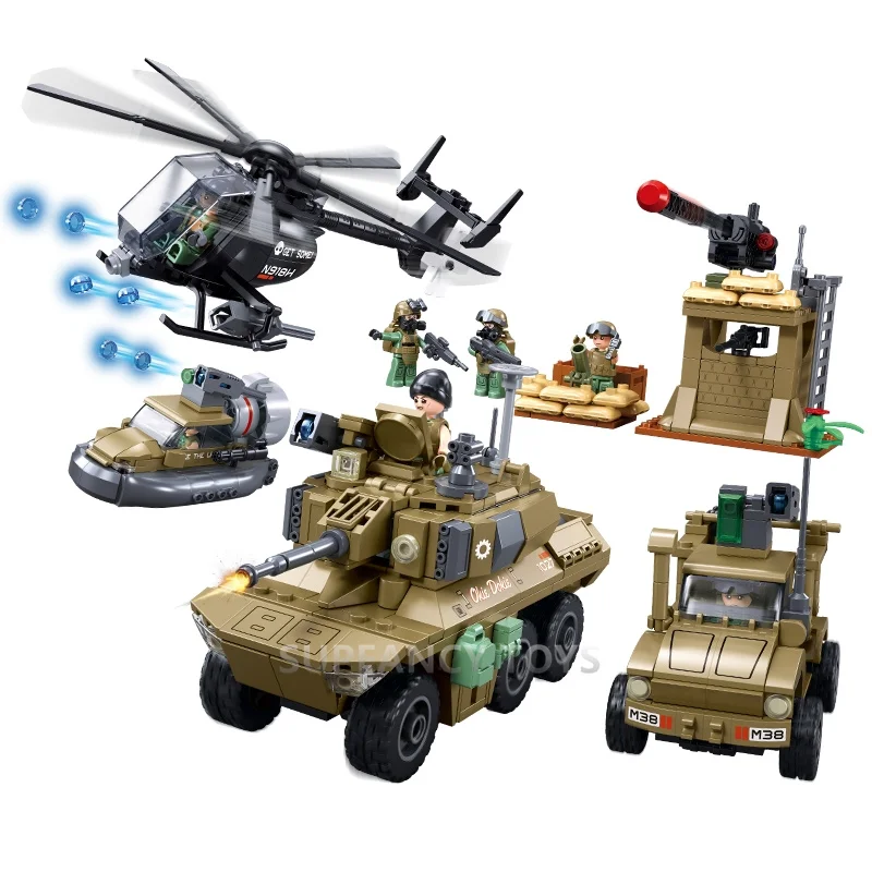 Sluban 744Pcs Military Joint Assault Operations Bricks EBRC Reconnaissance Armored Vehicle Helicopter Building Blocks Boys Toys
Sluban 744Pcs Military Joint Assault Operations Bricks EBRC Reconnaissance Armored Vehicle Helicopter Building Blocks Boys Toys