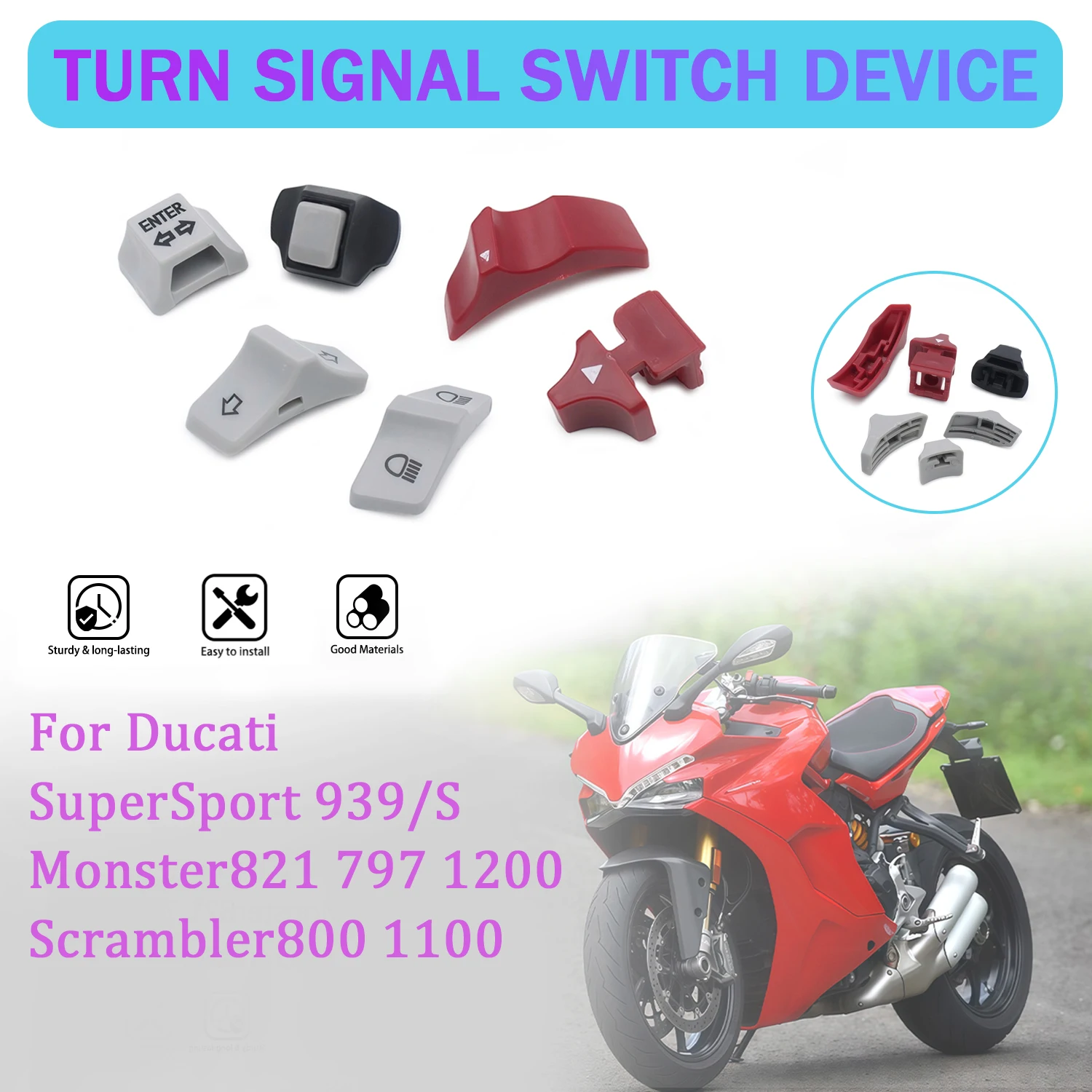 Double Flash Button High Low Beam Ignition Start Button For Ducati Scrambler 800 1100 SuperSport 939S Monster 821 797 1200
Double Flash Button High Low Beam Ignition Start Button For Ducati Scrambler 800 1100 SuperSport 939S Monster 821 797 1200