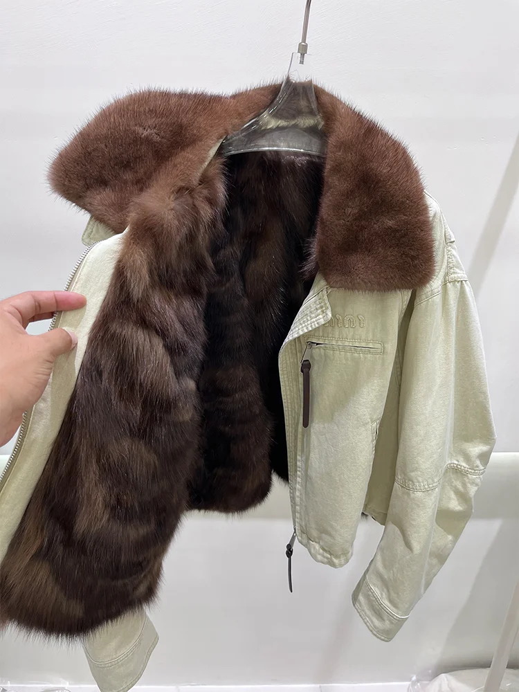 2025 Winter Warm Real Sable Fur Lining Jackets Women Genuine Natural Mink Fur Collar Parka Coat Thick Lady Outerwear
2025 Winter Warm Real Sable Fur Lining Jackets Women Genuine Natural Mink Fur Collar Parka Coat Thick Lady Outerwear