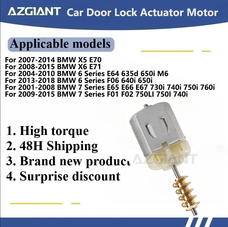 AZGIANT 10426 3J3237 Central door lock motor for BMW X5 E70/X6 E71/6 Series/7 Series Coupe New replacement parts OEM metal worm
AZGIANT 10426 3J3237 Central door lock motor for BMW X5 E70/X6 E71/6 Series/7 Series Coupe New replacement parts OEM metal worm