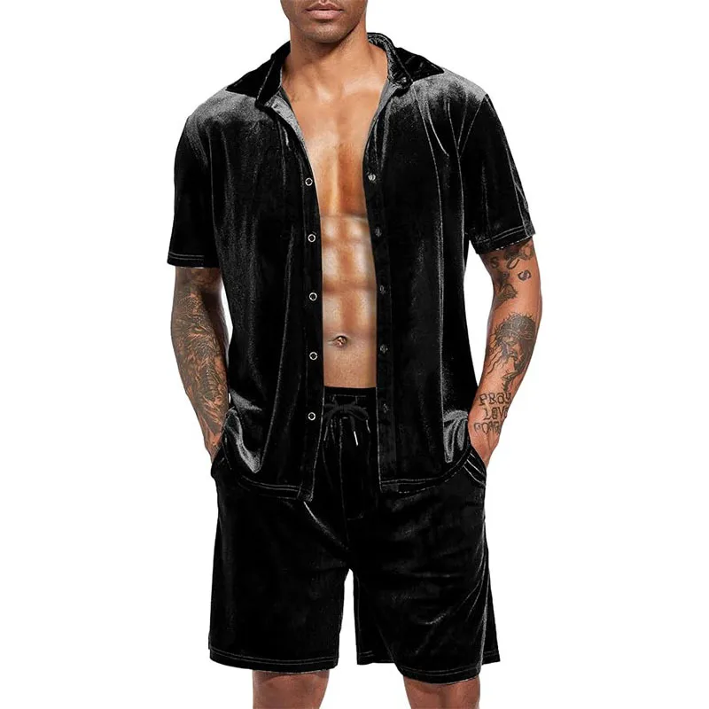Summer Vintage Fleece Mens Two Piece Sets Short Sleeve Buttoned Lapel Shirt And Shorts Suits Men Daily Casual Pure Color Outfits
Summer Vintage Fleece Mens Two Piece Sets Short Sleeve Buttoned Lapel Shirt And Shorts Suits Men Daily Casual Pure Color Outfits