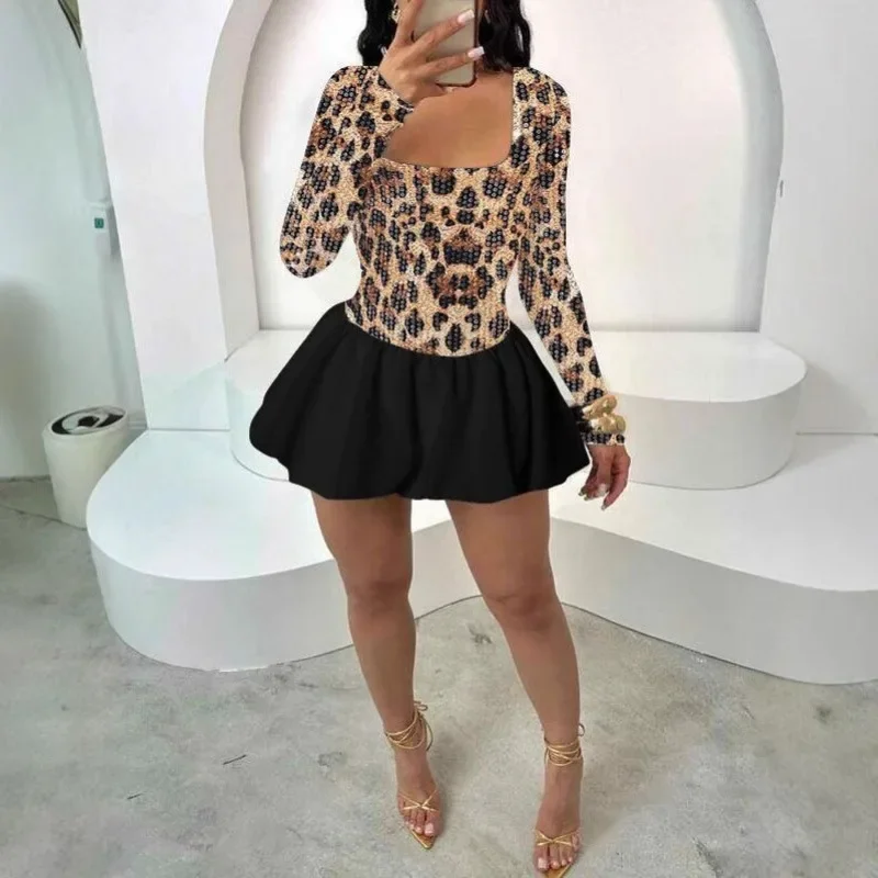 KEXU Long Sleeve Sequined Leopard Print Bubble Mini Dress 2025 Women Sweet Sexy Birthday Evening Night Party Vestidos Dresses
KEXU Long Sleeve Sequined Leopard Print Bubble Mini Dress 2025 Women Sweet Sexy Birthday Evening Night Party Vestidos Dresses