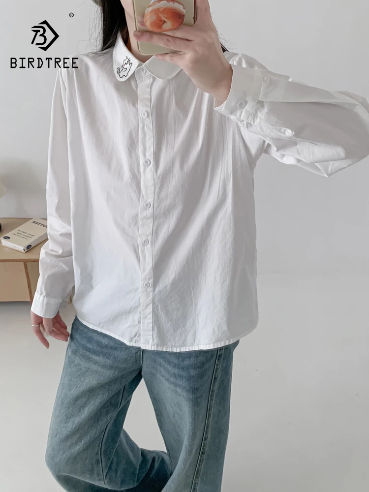 New 2026 Spring Women Cotton Long Sleeve Shirt, Turn-down Collar Cat Embroidery, Mori Girl Preppy Style Loose Blouse T63653CC
New 2026 Spring Women Cotton Long Sleeve Shirt, Turn-down Collar Cat Embroidery, Mori Girl Preppy Style Loose Blouse T63653CC