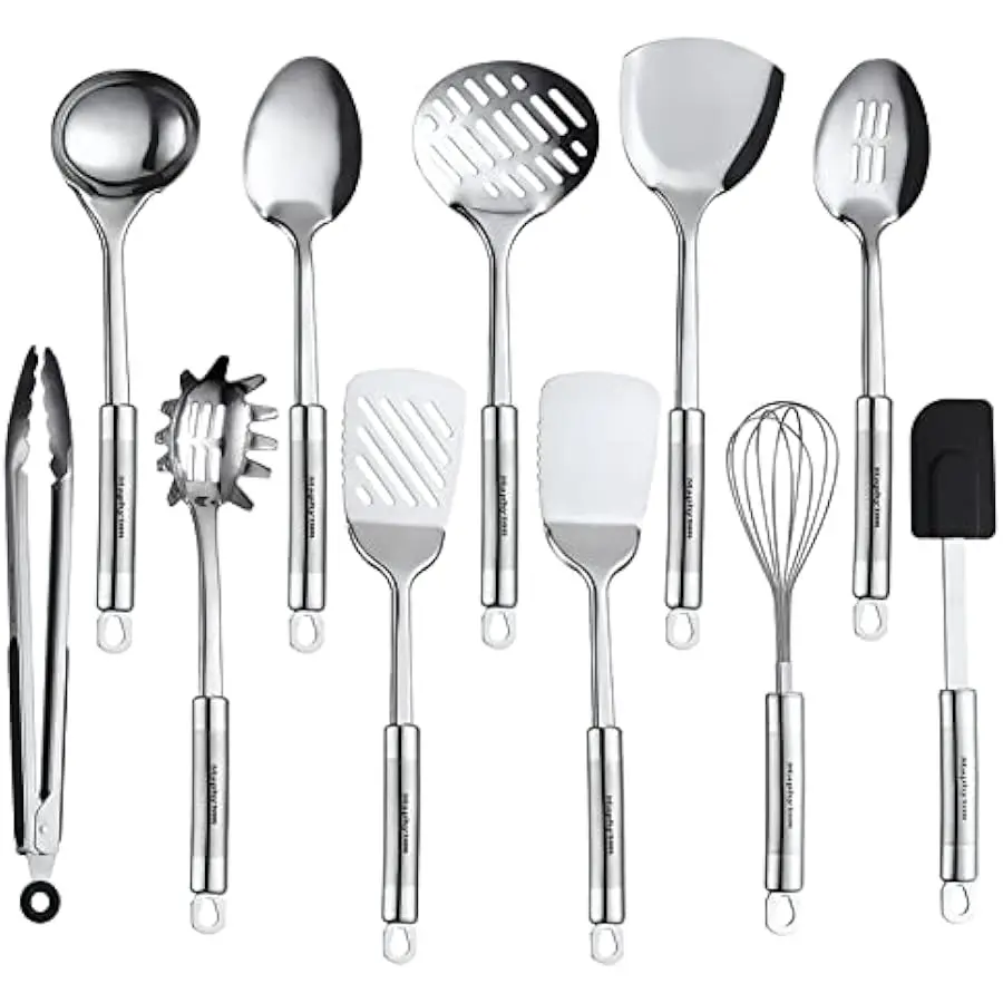 Cooking Utensil Set, 11 PCS Stainless Steel Kitchen Utensil Set, Nonstick Kitchen Gadgets Cookware Set with Spatula
Cooking Utensil Set, 11 PCS Stainless Steel Kitchen Utensil Set, Nonstick Kitchen Gadgets Cookware Set with Spatula