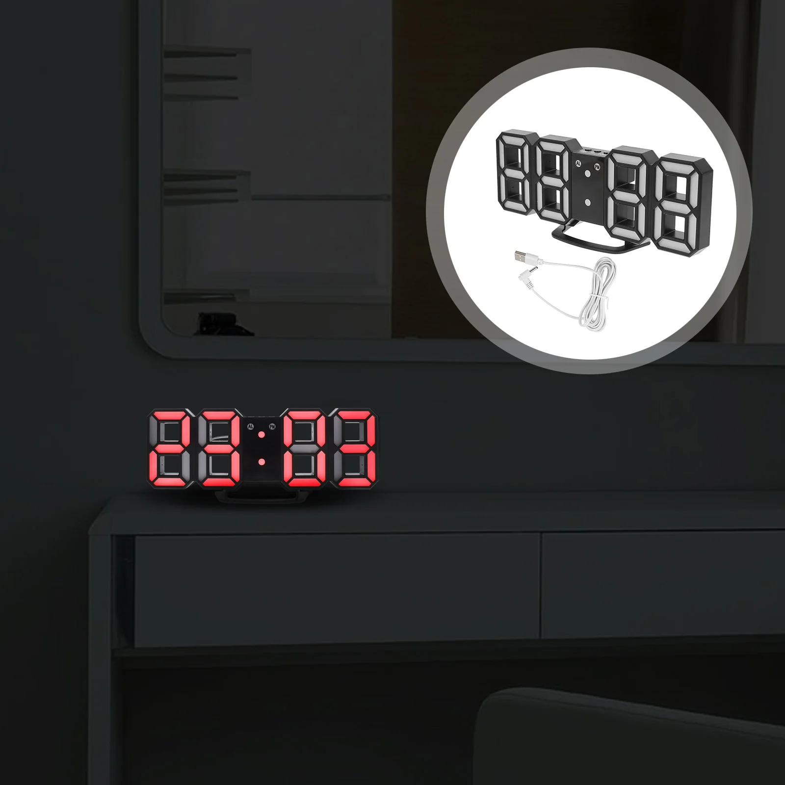 3D Digital Clock Led Wall Clock Huge Bright Numbers Automatic Light Sensing For Home Office Bedroom Red Black Alarm
3D Digital Clock Led Wall Clock Huge Bright Numbers Automatic Light Sensing For Home Office Bedroom Red Black Alarm