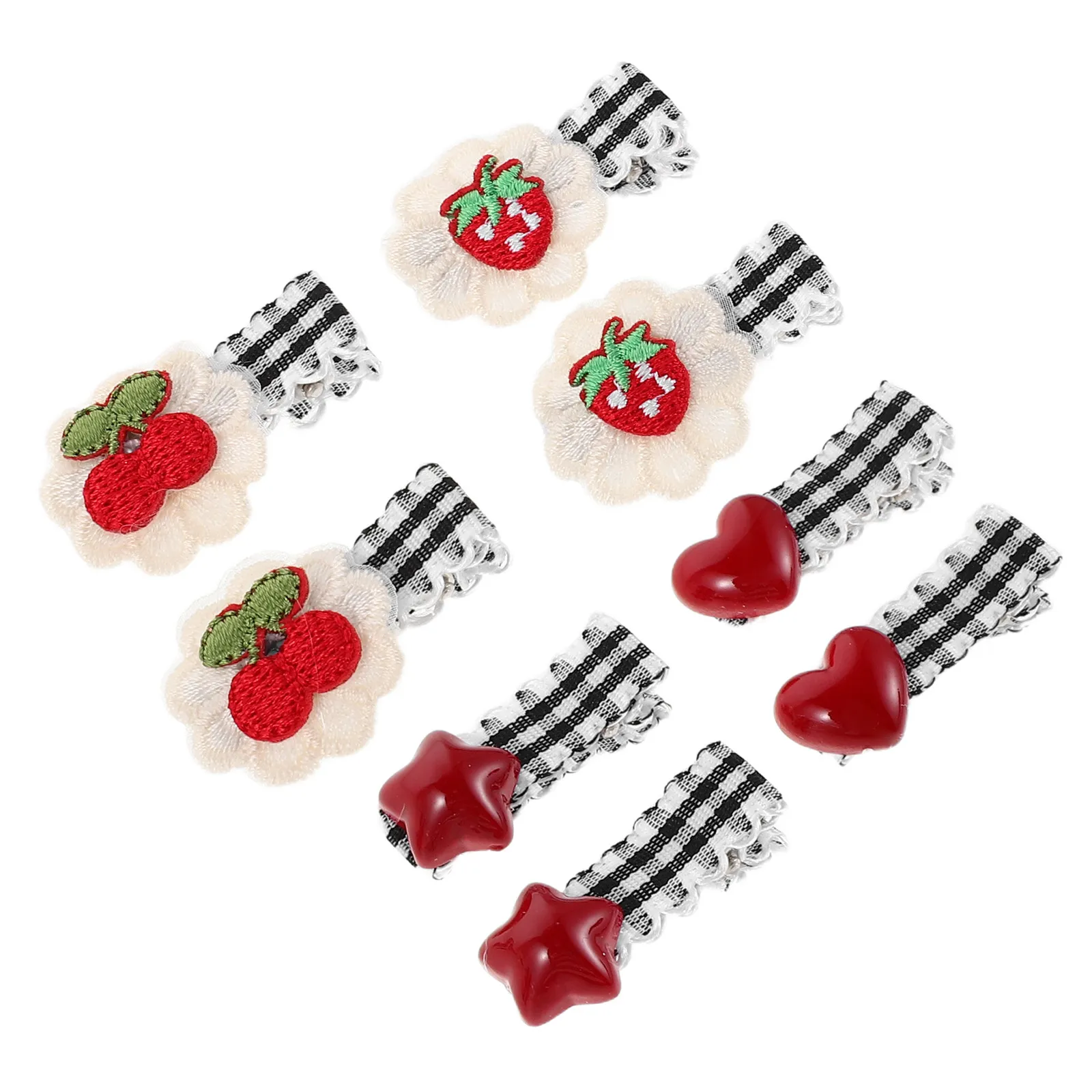 4Pairs Cherry Embroidery Plaid Duckbill Hair Clips Non-Slip Mini Barrettes for Women Fruit Hair Accessories Chinese
4Pairs Cherry Embroidery Plaid Duckbill Hair Clips Non-Slip Mini Barrettes for Women Fruit Hair Accessories Chinese