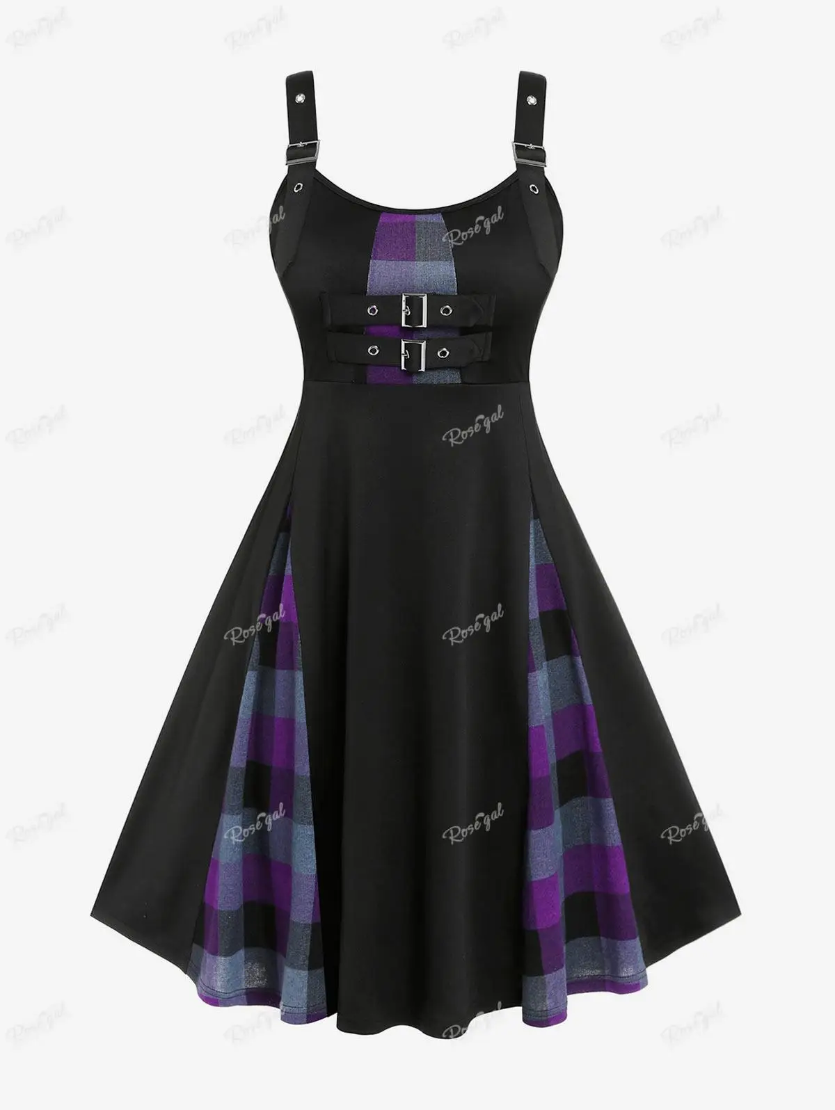ROSEGAL Plus Size Suspender Buckle Grommet Ruched A Line Patchwork Dress Women Elegant Streetwear Knee-Length Casual Dress
ROSEGAL Plus Size Suspender Buckle Grommet Ruched A Line Patchwork Dress Women Elegant Streetwear Knee-Length Casual Dress