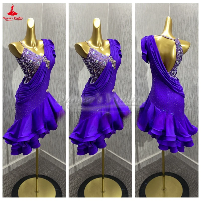 Chacha Samba Rumba Jive Paso Doble Competitions and Performances Outfit Customize Latin Dance AB Stones Purple Sleeveless Skirt
Chacha Samba Rumba Jive Paso Doble Competitions and Performances Outfit Customize Latin Dance AB Stones Purple Sleeveless Skirt