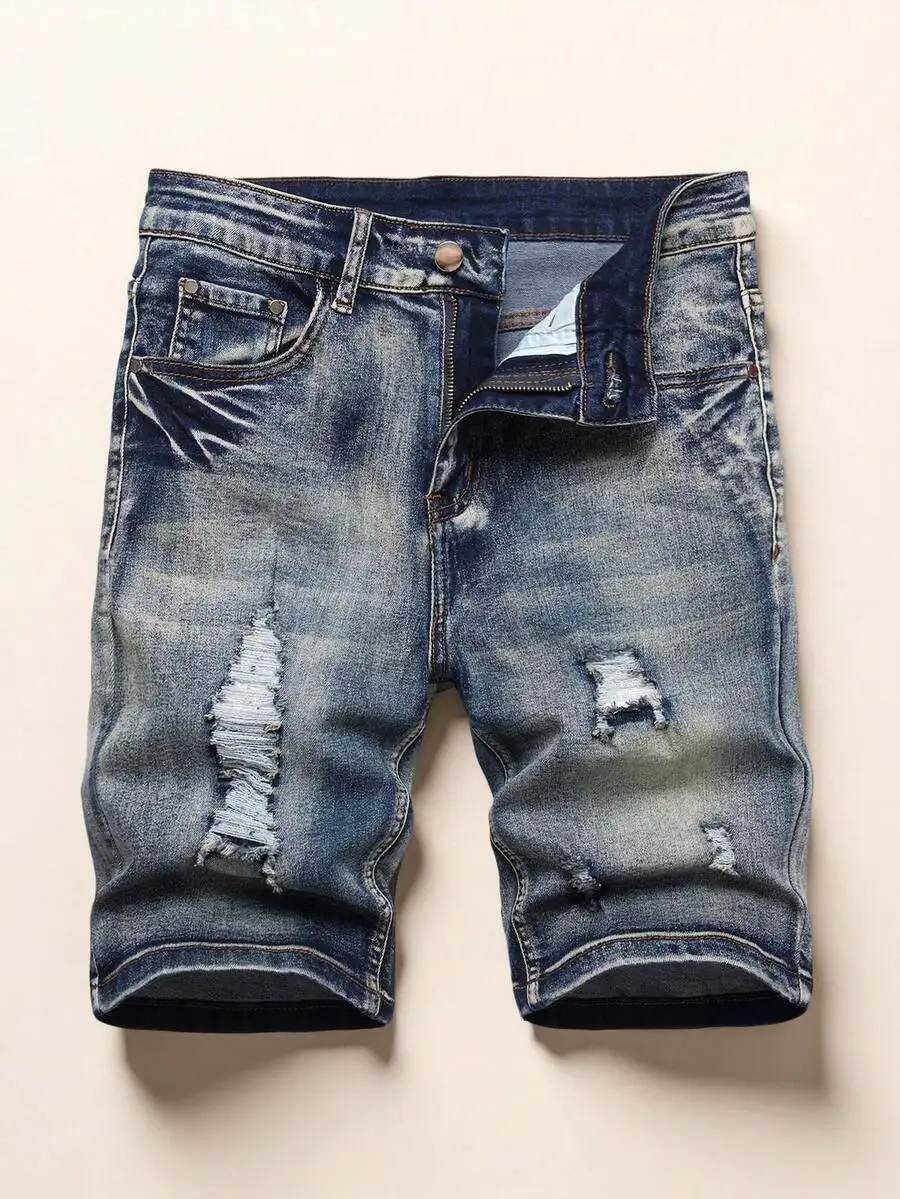 Mens Slim Fit Elastic Denim Shorts Distressed Blue Casual Summer Wear With Pockets
Mens Slim Fit Elastic Denim Shorts Distressed Blue Casual Summer Wear With Pockets