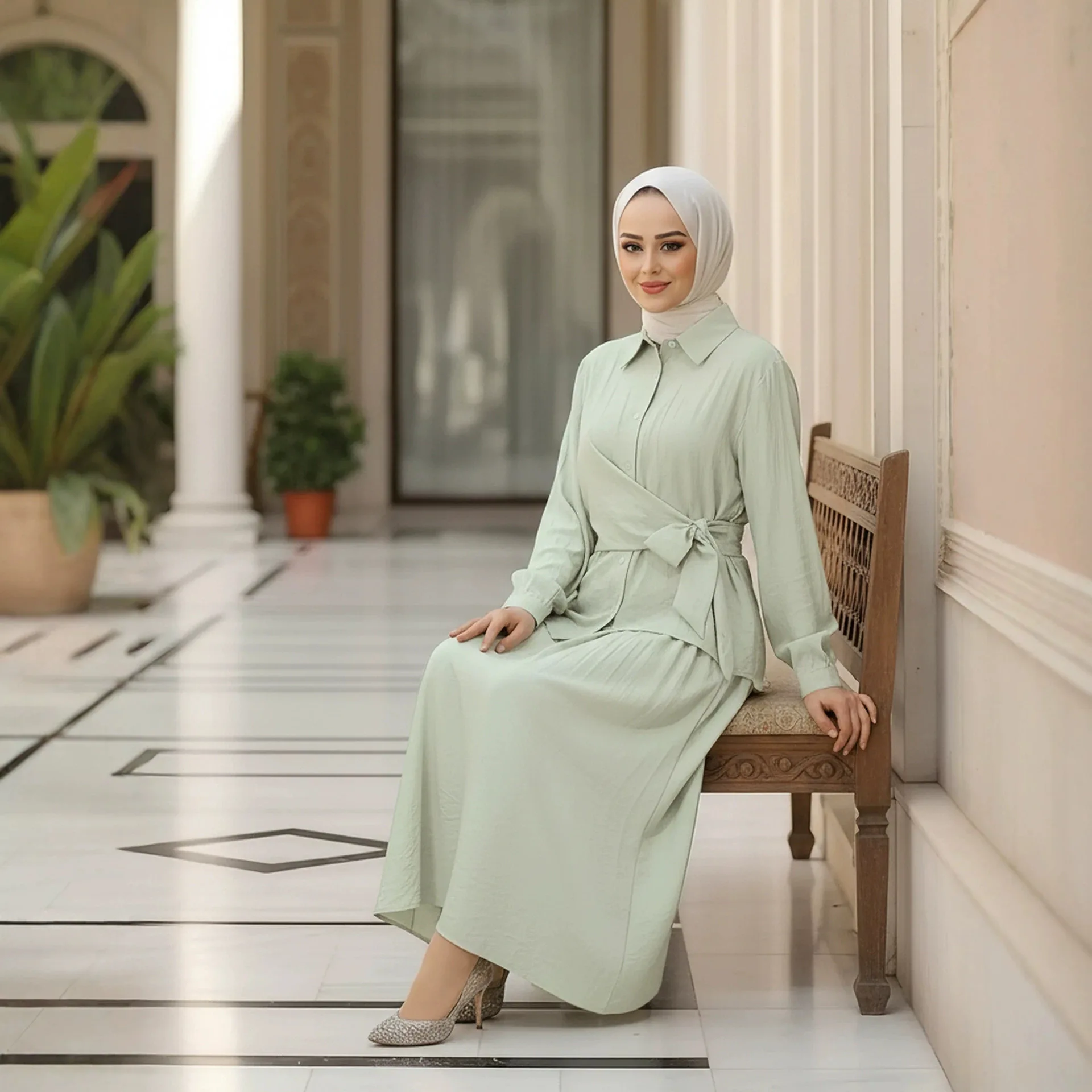 2Pcs Muslim Set Women Button Long Sleeve Tops Skirt Suit Dubai Kaftan Abaya Dress Shirt Islam Outfits Femme Musulmane Ensembles
2Pcs Muslim Set Women Button Long Sleeve Tops Skirt Suit Dubai Kaftan Abaya Dress Shirt Islam Outfits Femme Musulmane Ensembles