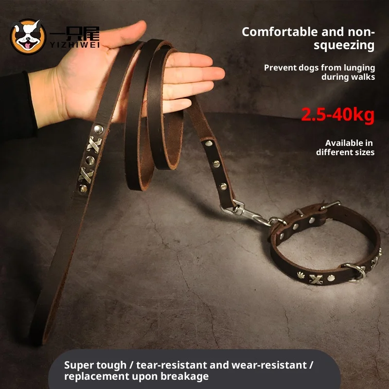 Vintage Leather Dog Set - Handcrafted Genuine Cowhide Collar & Lead for Golden Retriever Malamute, Retro Training Gear for Large
Vintage Leather Dog Set - Handcrafted Genuine Cowhide Collar & Lead for Golden Retriever Malamute, Retro Training Gear for Large