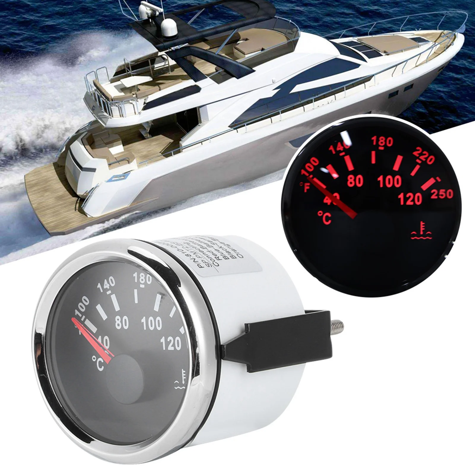 Boat Water Temp Display 52mm/2in Marine Engine Water Temperature Gauge 40-120 ℃ Temp Meter for Boat RV Water Temperature Gauge
Boat Water Temp Display 52mm/2in Marine Engine Water Temperature Gauge 40-120 ℃ Temp Meter for Boat RV Water Temperature Gauge