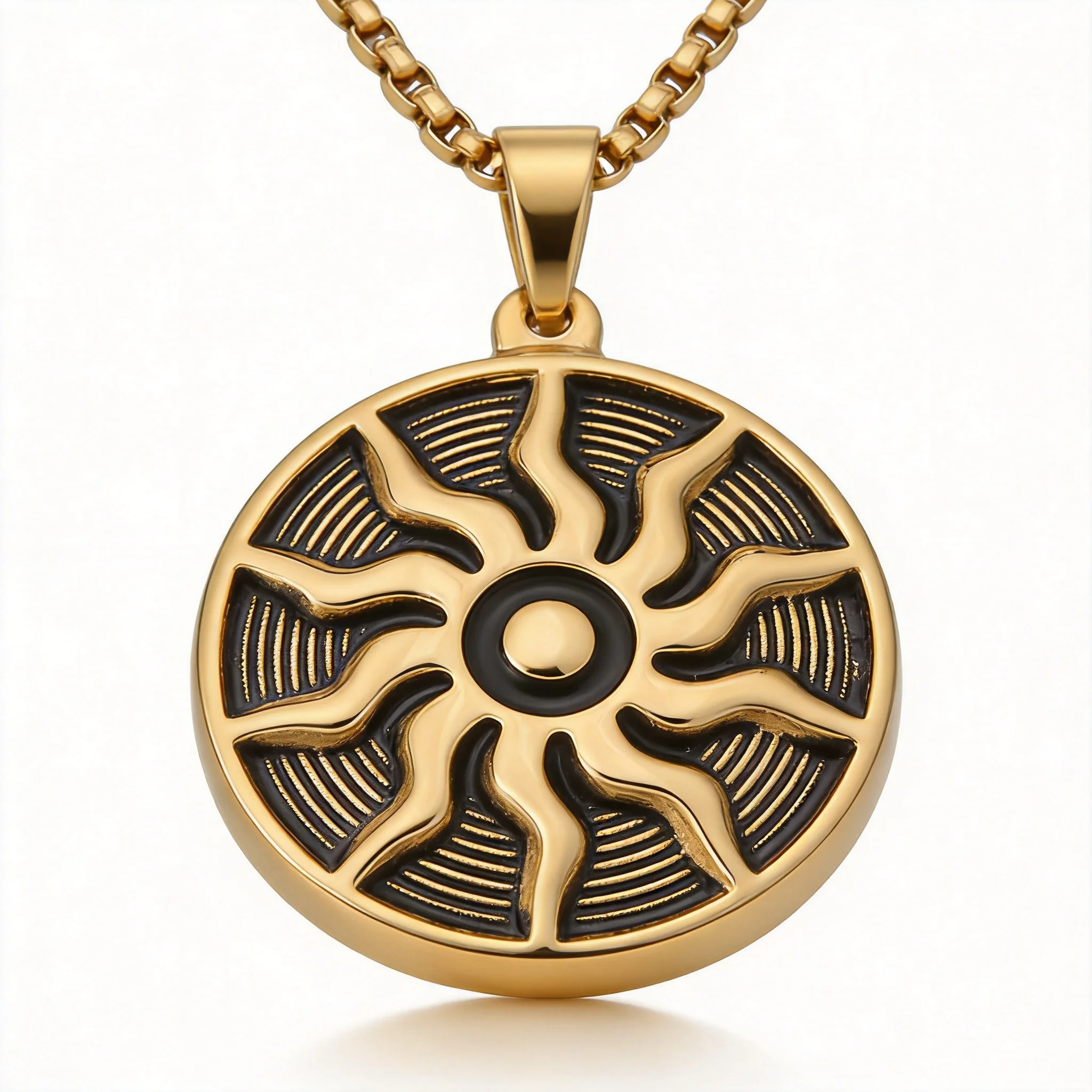 Vintage Punk Lucky Gold Tone Sun God Flame Pattern Stainless Steel Pendant Necklace For Men Women Good Fortune Blessing Jewelry
Vintage Punk Lucky Gold Tone Sun God Flame Pattern Stainless Steel Pendant Necklace For Men Women Good Fortune Blessing Jewelry