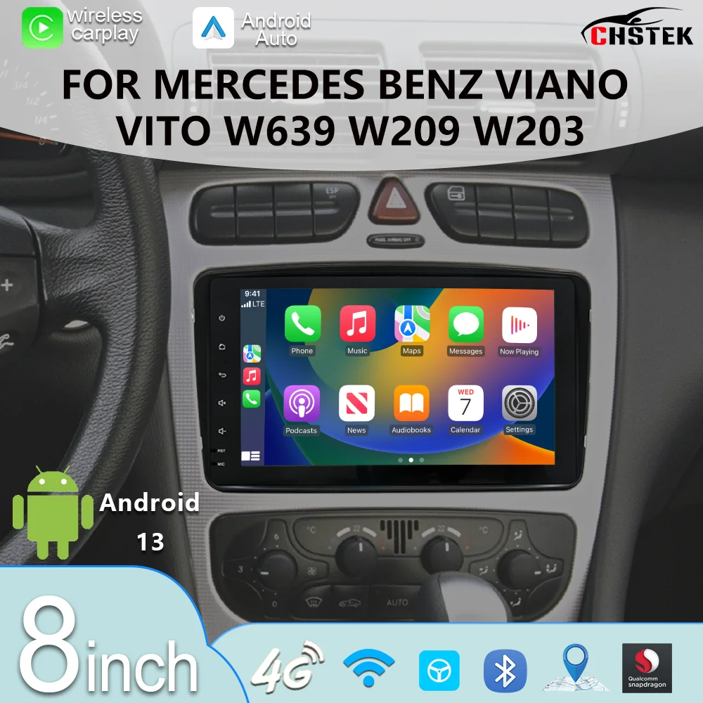 CHSTEK Radio Bezprzewodowe CarPlay For Mercedes Benz W203 W463 W209 W639 W168 C-Class G-Class CLK Navigation GPS 4G WiFi Stereo
CHSTEK Radio Bezprzewodowe CarPlay For Mercedes Benz W203 W463 W209 W639 W168 C-Class G-Class CLK Navigation GPS 4G WiFi Stereo