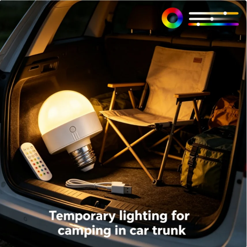 2 Pack RGB Rechargeable LED Bulb E26 with Remote, 1800mAh Magnetic Detachable Color Changing Light Bulb USB-C, Battery Operated Wireless Emergency Lamp for Camping Outdoor Party Power Outage
2 Pack RGB Rechargeable LED Bulb E26 with Remote, 1800mAh Magnetic Detachable Color Changing Light Bulb USB-C, Battery Operated Wireless Emergency Lamp for Camping Outdoor Party Power Outage