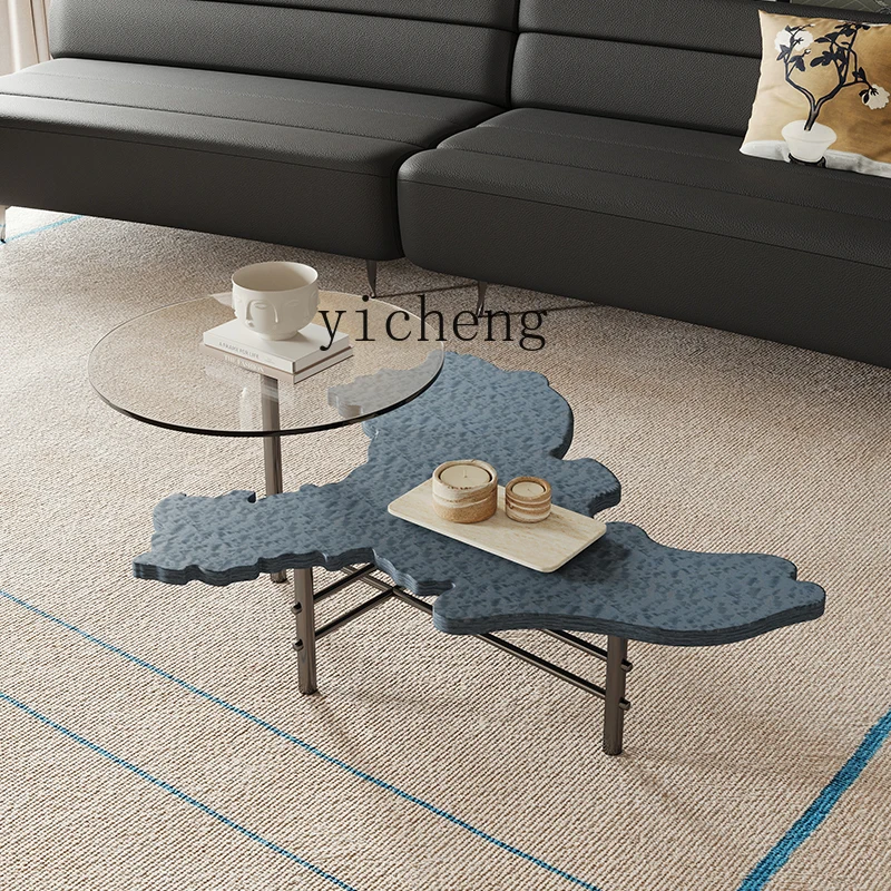 ZK art retro original high and low combination coffee table special-shaped living room home glass stainless steel
ZK art retro original high and low combination coffee table special-shaped living room home glass stainless steel