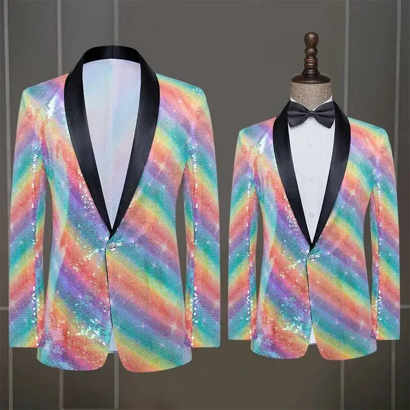 Singers, Performance Men, Costumes For Stage Performers, Hosts, Dresses, Slim Fit Trendy Colorful Sequins, Nightclub Suits
Singers, Performance Men, Costumes For Stage Performers, Hosts, Dresses, Slim Fit Trendy Colorful Sequins, Nightclub Suits