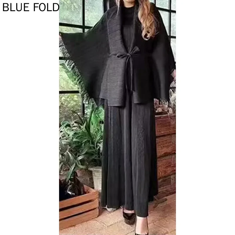 MIYAKE-Pleated Fringed Lace-up Shawl and Sleeveless Vest Dress Suit for Women Pressed Pleated 2-Piece Set Spring and Autumn New
MIYAKE-Pleated Fringed Lace-up Shawl and Sleeveless Vest Dress Suit for Women Pressed Pleated 2-Piece Set Spring and Autumn New