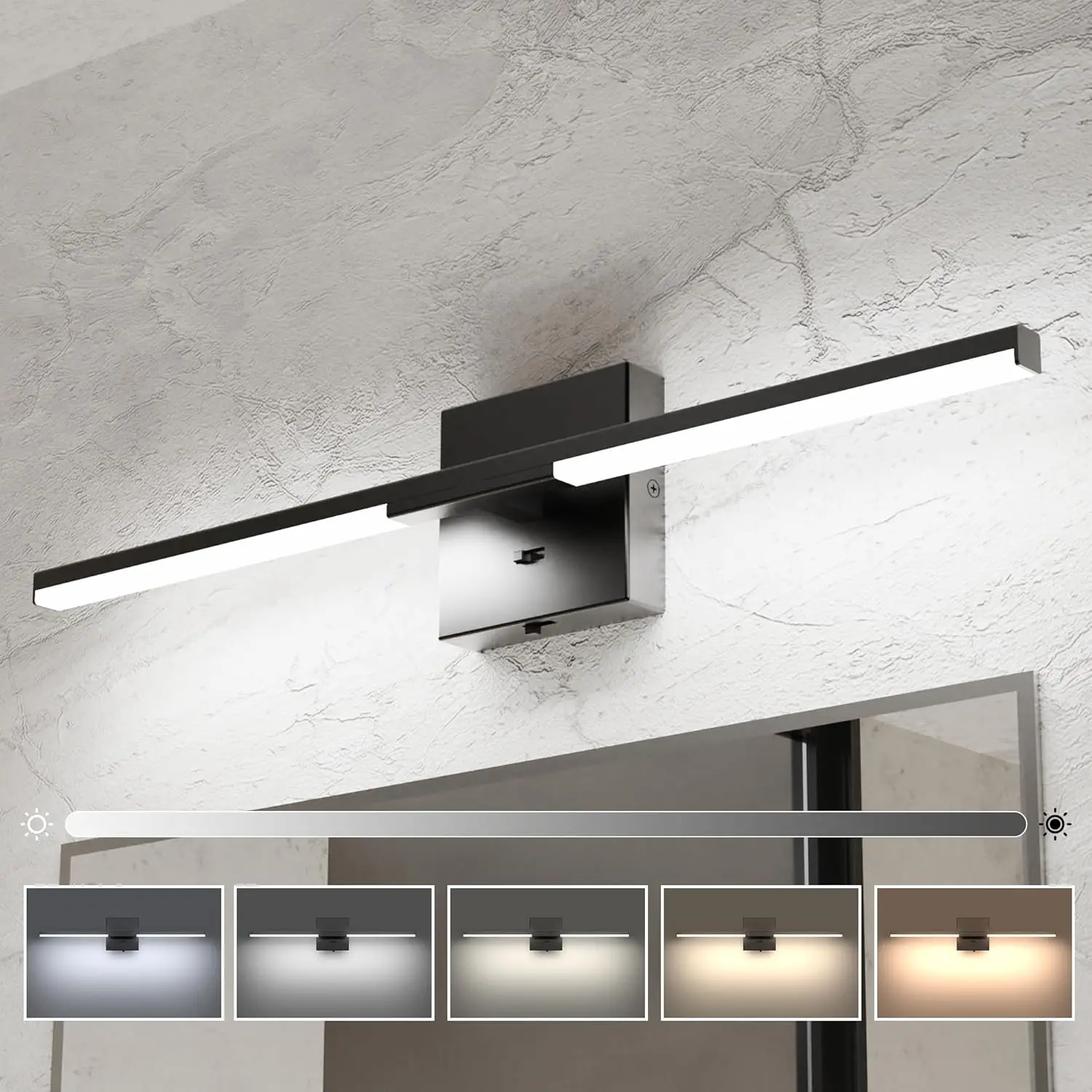 Modern Bathroom Vanity Light 24 inch, Built-in Dimmer, 14W Dimmable 5CCT Led Bath Lights, Black Bar Vanity Light for Bathroom Mi
Modern Bathroom Vanity Light 24 inch, Built-in Dimmer, 14W Dimmable 5CCT Led Bath Lights, Black Bar Vanity Light for Bathroom Mi