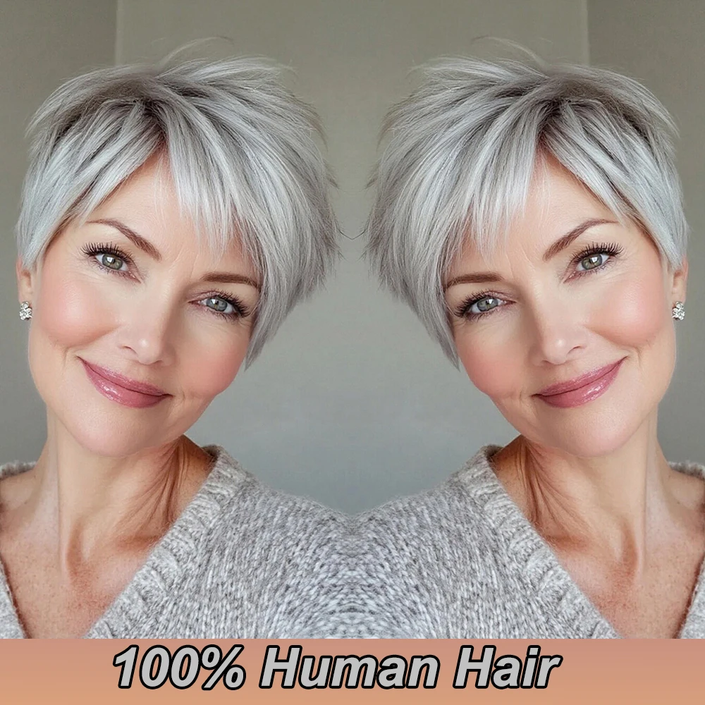 Серебристо-серые парики с стрижкой пикси, человеческие волосы, серая стрижка пикси с прямыми многослойными волосами для женщин, парик с короткими волосами, полный машинный парик
Серебристо-серые парики с стрижкой пикси, человеческие волосы, серая стрижка пикси с прямыми многослойными волосами для женщин, парик с короткими волосами, полный машинный парик