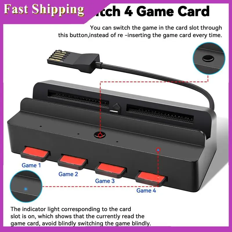 ABRI-4 In 1 TV Dock Station For Switch/Switch OLED, Switch Game Card Reader With 4 Card Slots, USB-C Port Charging Station
ABRI-4 In 1 TV Dock Station For Switch/Switch OLED, Switch Game Card Reader With 4 Card Slots, USB-C Port Charging Station