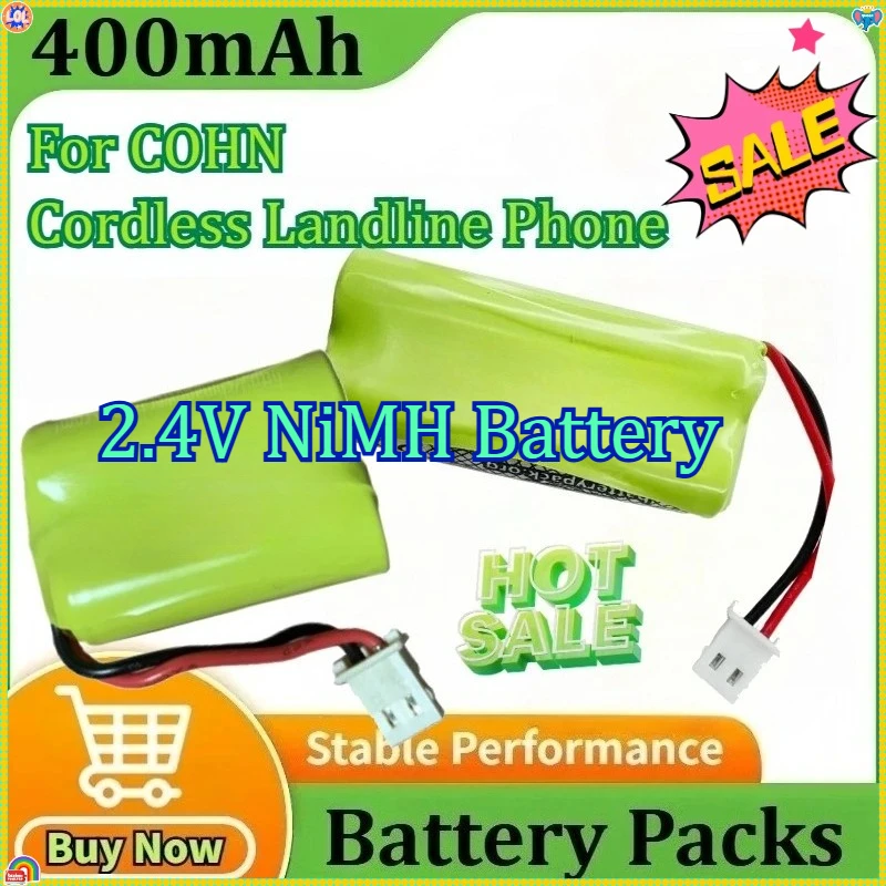 400mAh 2.4V NiMH Battery for COHN Cordless Landline Phone Rechargeable Battery Pack
400mAh 2.4V NiMH Battery for COHN Cordless Landline Phone Rechargeable Battery Pack