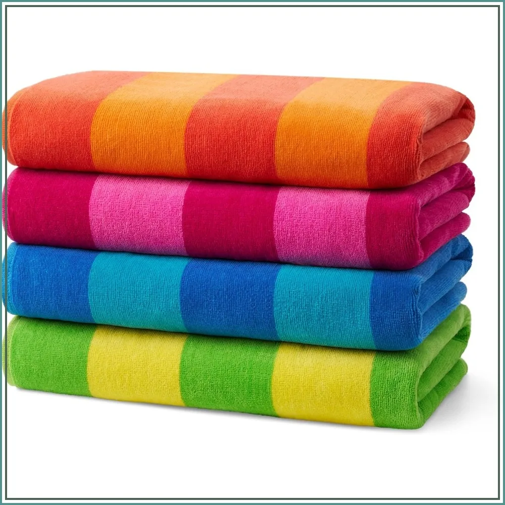 29x58 Oversized Beach Towels 4 Pack: 100% Cotton Velour Striped, Absorbent Quick-Dry
29x58 Oversized Beach Towels 4 Pack: 100% Cotton Velour Striped, Absorbent Quick-Dry
