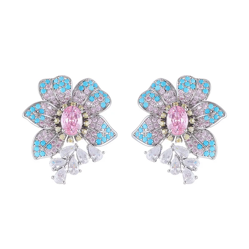 flower stud earrings for women blue pink multicolor zirconia cute earrings
flower stud earrings for women blue pink multicolor zirconia cute earrings