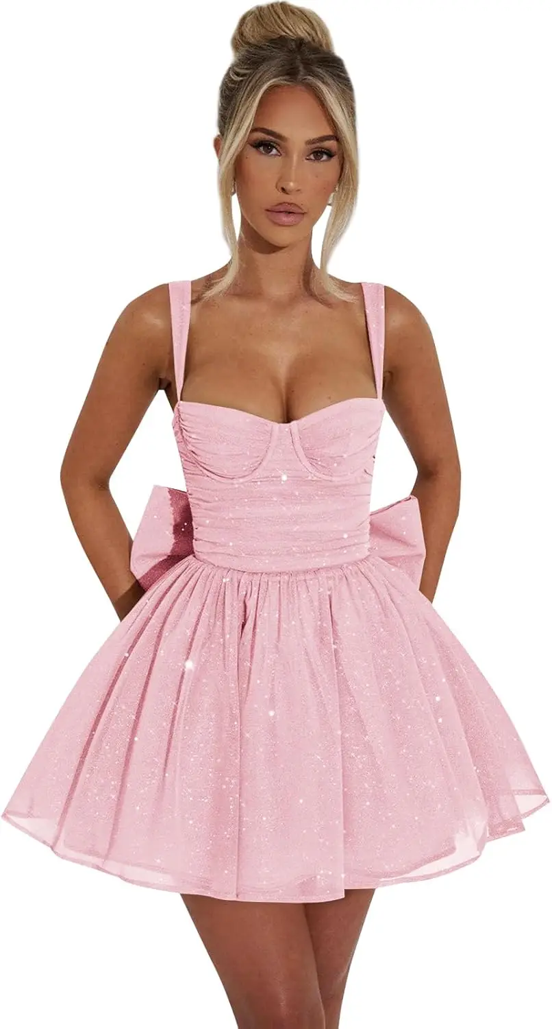 Мини-платье на тонких бретельках из блестящего тюля для выпускного вечера, короткое платье для выпускного вечера в форме сердца выше колена для коктейльной вечеринки
Мини-платье на тонких бретельках из блестящего тюля для выпускного вечера, короткое платье для выпускного вечера в форме сердца выше колена для коктейльной вечеринки