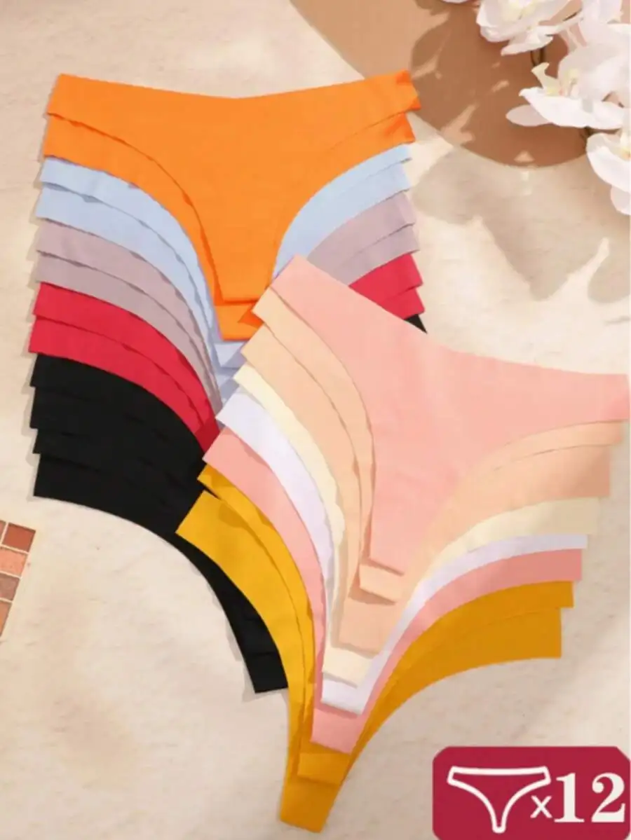 12pcs Seamless Solid Color Women T-Back Panties Comfortable Briefs Soft Breathable Underwear
12pcs Seamless Solid Color Women T-Back Panties Comfortable Briefs Soft Breathable Underwear