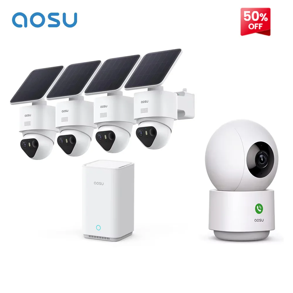AOSU Bundle Sale Ultra 4K Solar Camera System 4-Cam Kit with TrueColor Night Vision and 4MP Indoor Camera 360° Auto Motion Track
AOSU Bundle Sale Ultra 4K Solar Camera System 4-Cam Kit with TrueColor Night Vision and 4MP Indoor Camera 360° Auto Motion Track
