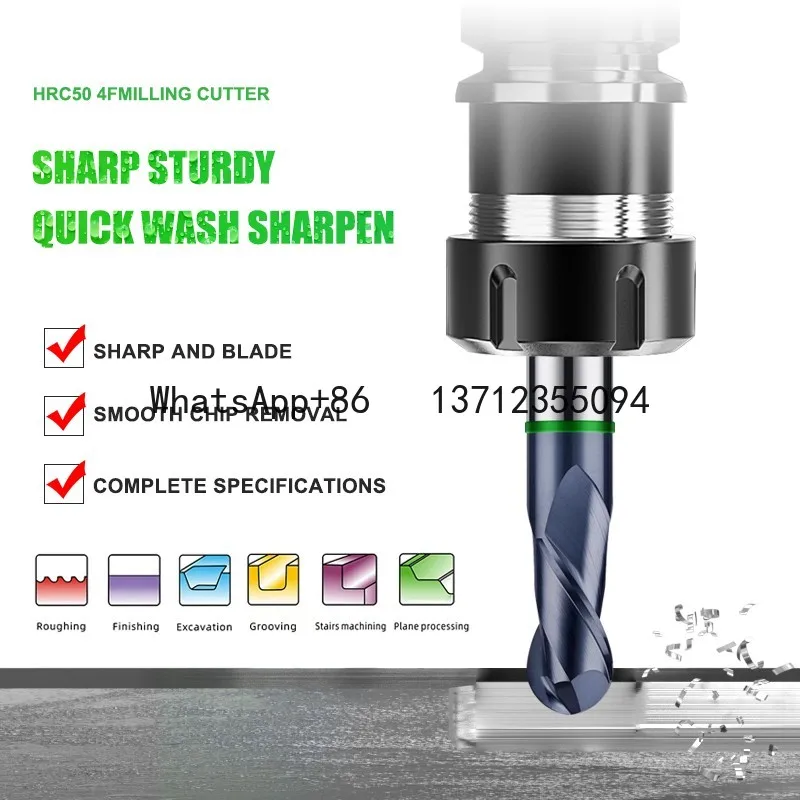 2-Flute Nano Coating Tungsten Steel Carbide Ball Nose End Mills For CNC Mechanical Machining Milling Cutter Tool TGH-HRC50
2-Flute Nano Coating Tungsten Steel Carbide Ball Nose End Mills For CNC Mechanical Machining Milling Cutter Tool TGH-HRC50