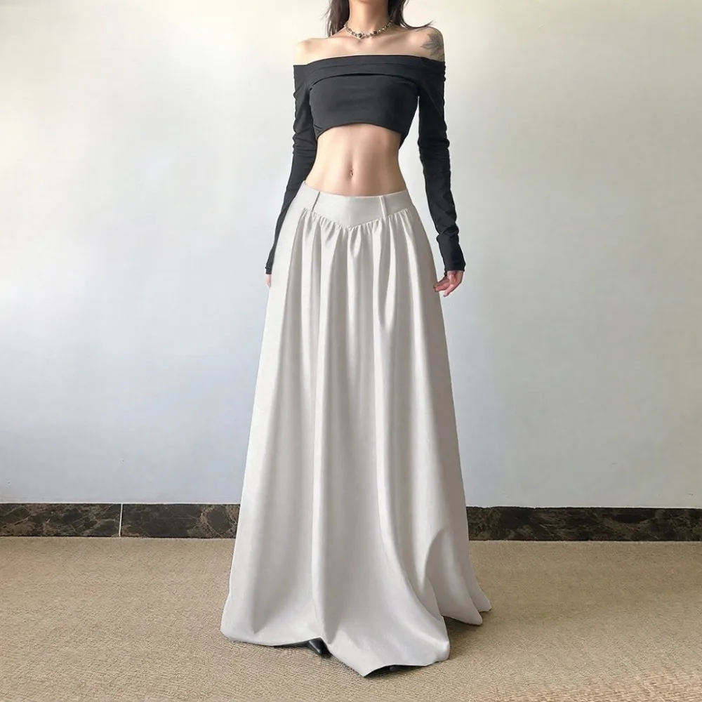 SylCue Casual Simple Long Skirts Women Elastic Waist Solid Loose Ruched Hem Street Fashion Versatile Style Elegant Maxi Bottoms
SylCue Casual Simple Long Skirts Women Elastic Waist Solid Loose Ruched Hem Street Fashion Versatile Style Elegant Maxi Bottoms