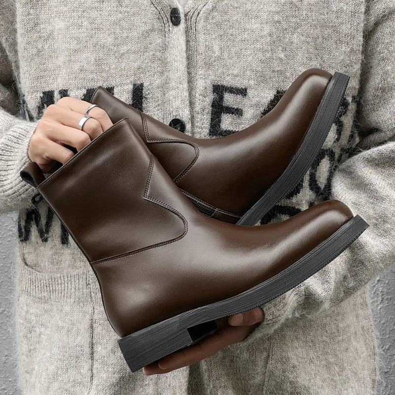 British style men's casual party nightclub high chelsea boots black brown designer shoes cowboy natural leather cool long botas
British style men's casual party nightclub high chelsea boots black brown designer shoes cowboy natural leather cool long botas