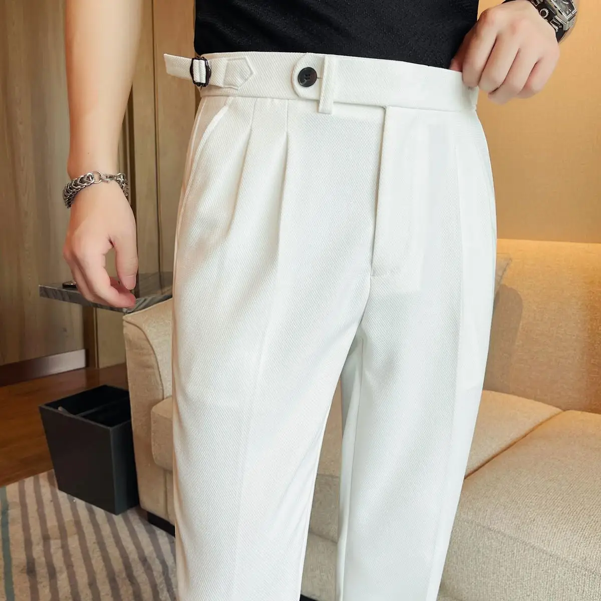 Neapolitan Men's New Ankle Suit Pants, Draping Light Luxury Pure Color All-Matching Skinny Pants High Quality Casual Pants
Neapolitan Men's New Ankle Suit Pants, Draping Light Luxury Pure Color All-Matching Skinny Pants High Quality Casual Pants