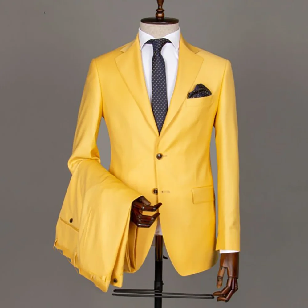 Yellow Formal Suit Men 2 Piecs Blazer Pants Peak Lapel Single Breasted Wedding Groom Tuxedo Formal Occasion Male Suit
Yellow Formal Suit Men 2 Piecs Blazer Pants Peak Lapel Single Breasted Wedding Groom Tuxedo Formal Occasion Male Suit