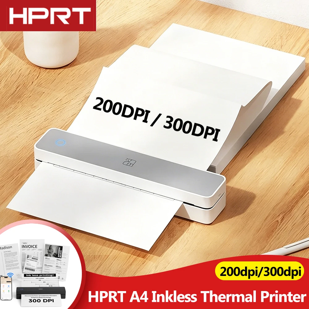 300DPI/200DPI Mini A4 A5 B5 4in Portable Thermal Printer HPRT MT610-Pro Bluetooth Connect Android iOS for Office Travel A40 Fold
300DPI/200DPI Mini A4 A5 B5 4in Portable Thermal Printer HPRT MT610-Pro Bluetooth Connect Android iOS for Office Travel A40 Fold