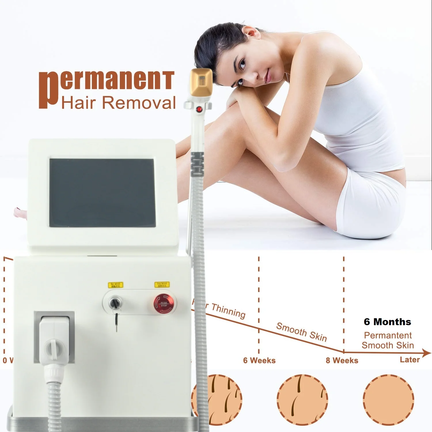 Portable 808 Diode Laser Hair Removal Device Ice Cooling Safe Painless Full Body Permanent Hair Removal
Portable 808 Diode Laser Hair Removal Device Ice Cooling Safe Painless Full Body Permanent Hair Removal