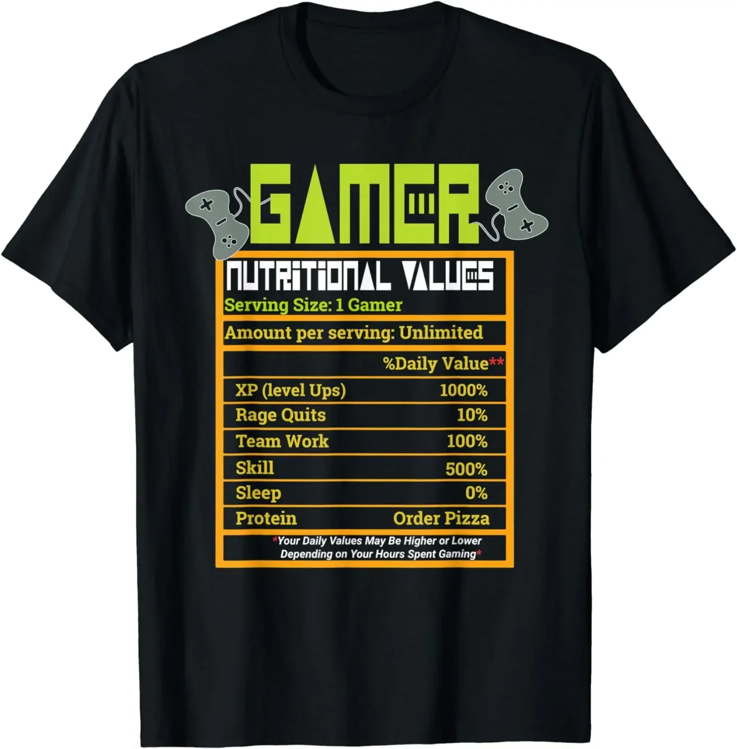 VintageT Shirt Tops Streetwear Men Clothing Camiseta Hombre VideoGamers Nutritional Values List Label T-Shirt oversized t shirt
VintageT Shirt Tops Streetwear Men Clothing Camiseta Hombre VideoGamers Nutritional Values List Label T-Shirt oversized t shirt
