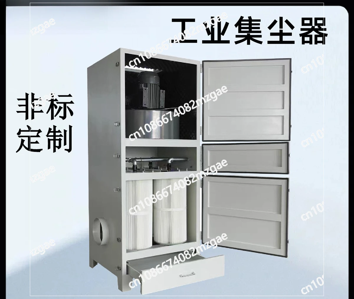 Cabinet filter cartridge dust collector, feeding and unloading, dust collector in flour processing workshop
Cabinet filter cartridge dust collector, feeding and unloading, dust collector in flour processing workshop