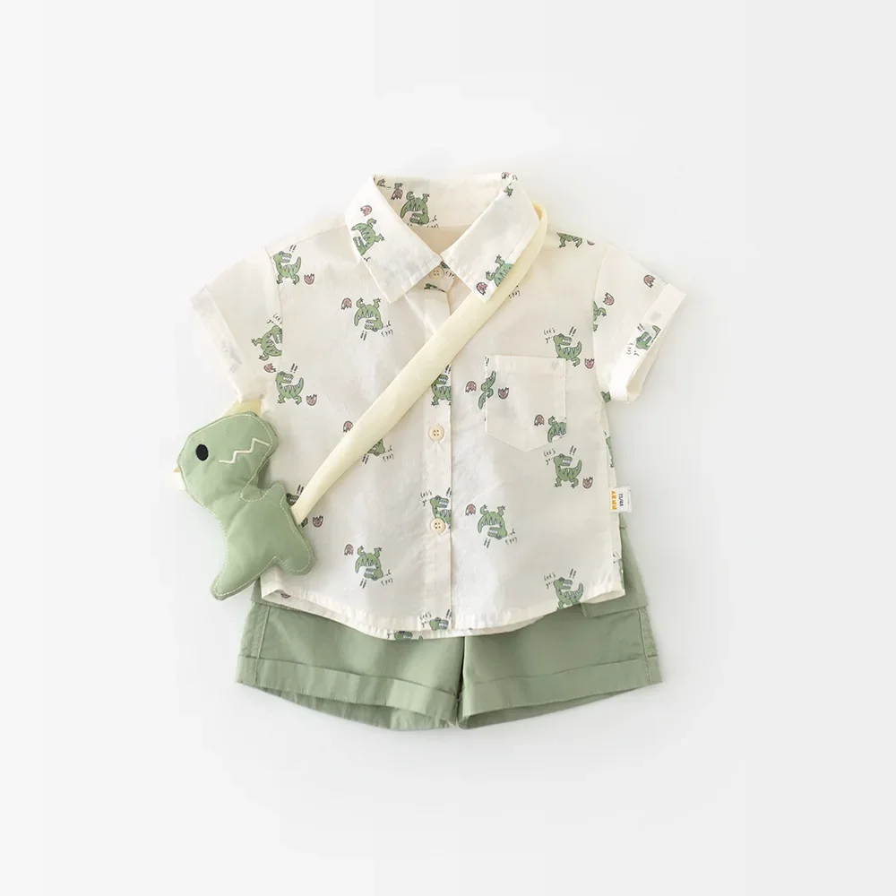 With Free Strap - on Dinosaur Plush! 2025 Summer New Boys' Comfortable Thin Set Cartoon Dinosaur T-shirt Green Shorts 2 - Piece
With Free Strap - on Dinosaur Plush! 2025 Summer New Boys' Comfortable Thin Set Cartoon Dinosaur T-shirt Green Shorts 2 - Piece