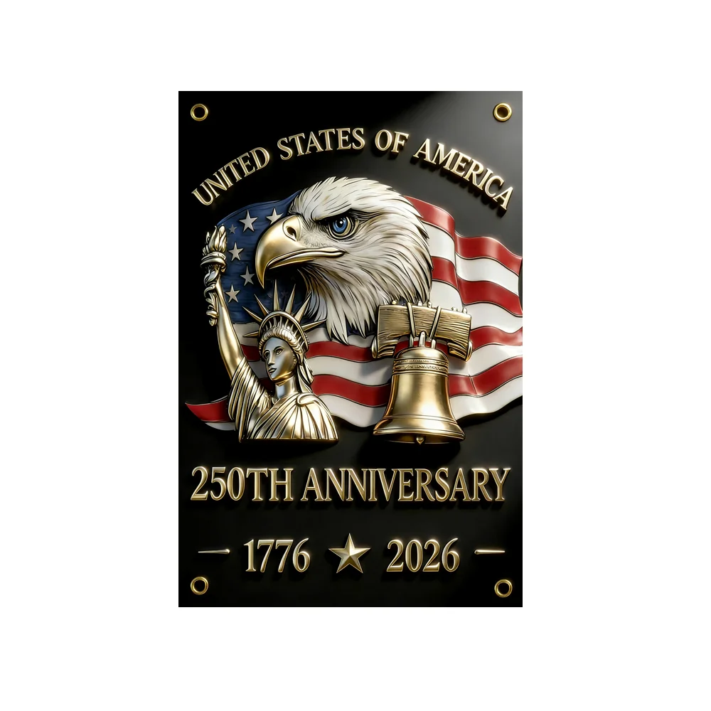 USA 250th Anniversary Flag 2x3ft 3x5ft 1776-2026 Patriotic US Banner with Bald Eagle, Liberty Bell & Statue of Liberty for Decor
USA 250th Anniversary Flag 2x3ft 3x5ft 1776-2026 Patriotic US Banner with Bald Eagle, Liberty Bell & Statue of Liberty for Decor