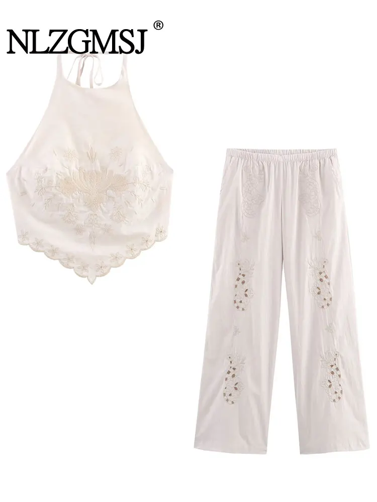 NLZGMSJ 2025 New Embroidered Poplin Backless Two Pieces for Women Fashion Sleeveless Cropped Womens Suits
NLZGMSJ 2025 New Embroidered Poplin Backless Two Pieces for Women Fashion Sleeveless Cropped Womens Suits