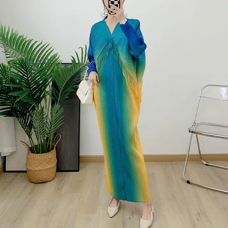 Women's Dresses Elegant 2024 Spring New Fashion V-Neck Batwing Sleeves Gradient Tassels Loose Stretch Ankle Length Dresses Long
Women's Dresses Elegant 2024 Spring New Fashion V-Neck Batwing Sleeves Gradient Tassels Loose Stretch Ankle Length Dresses Long