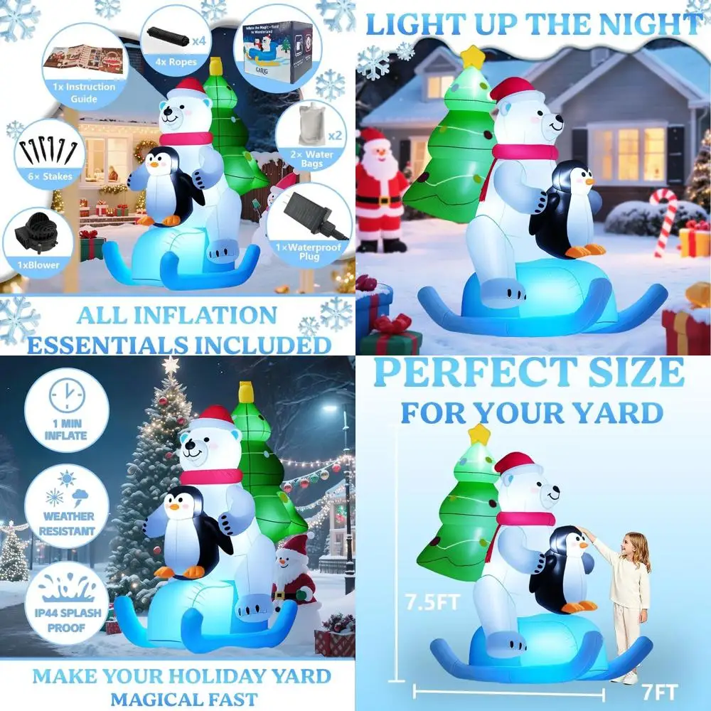 Рождественское надувное наружное украшение с белым медведем и пингвином высотой 7 футов со светодиодной подсветкой для праздничного двора
Рождественское надувное наружное украшение с белым медведем и пингвином высотой 7 футов со светодиодной подсветкой для праздничного двора